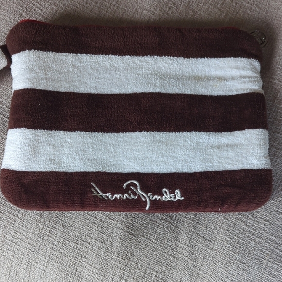Henri Bendel Brown and White Striped Cosmetic Bag